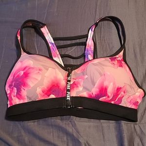 PINK front zip sportsbra
